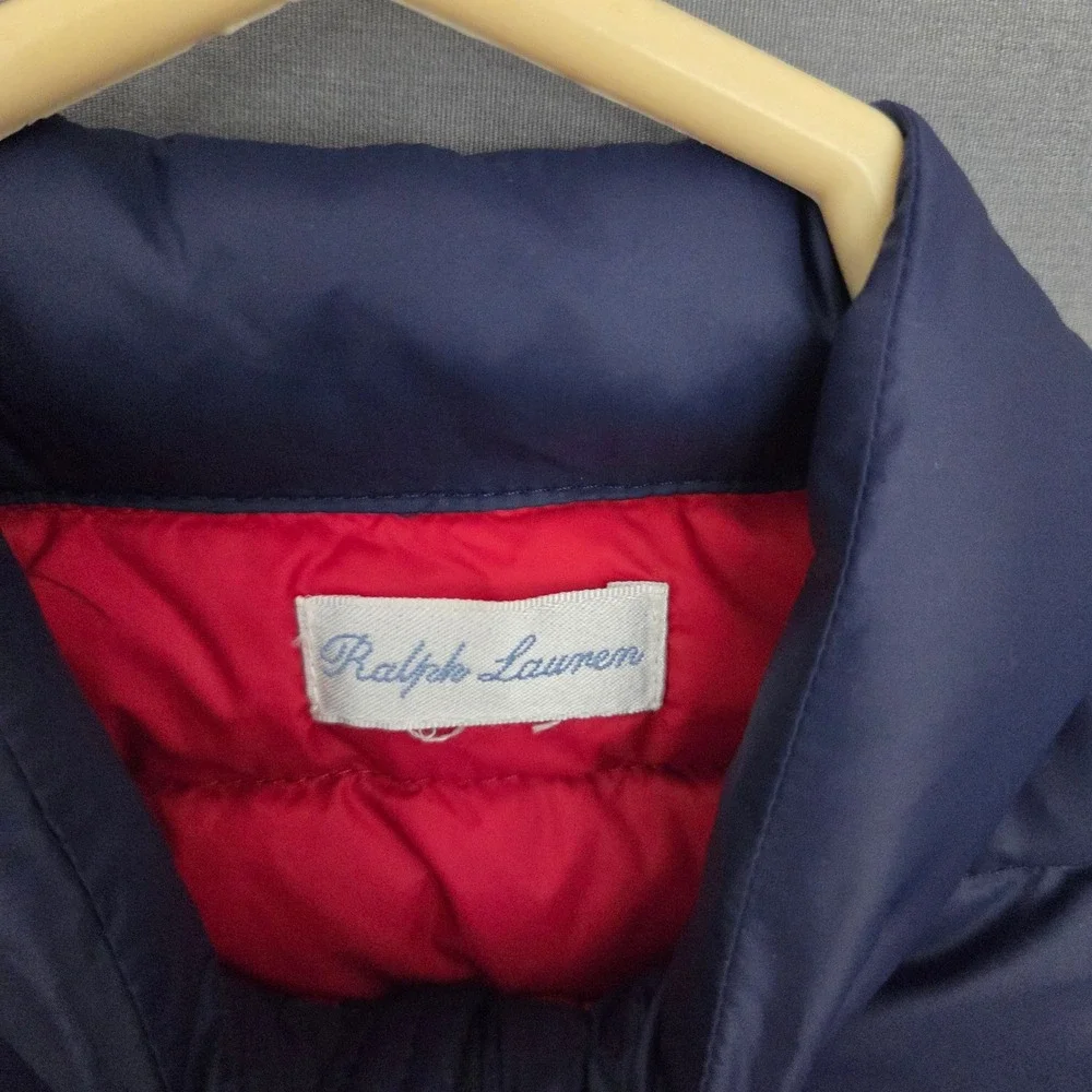 Ralph Lauren Toddler Navy Blue Down Puffer Jacket Packable Red Pony Logo